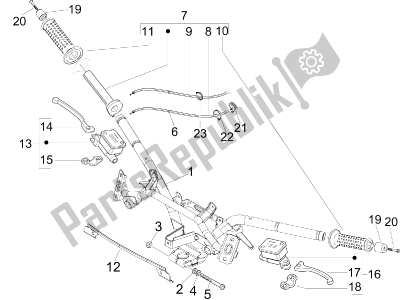 All parts for the Handlebars - Master Cil. Of the Piaggio X7 300 IE Euro 3 2009