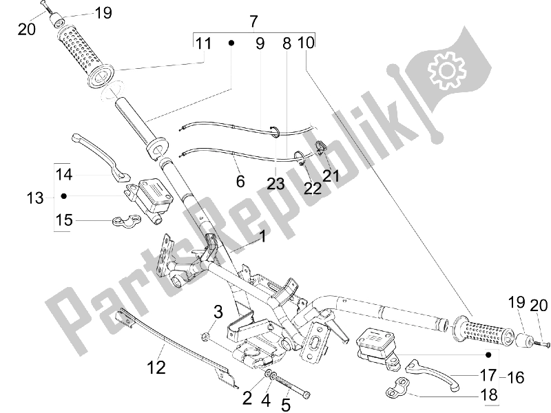 All parts for the Handlebars - Master Cil. Of the Piaggio X7 300 IE Euro 3 2009