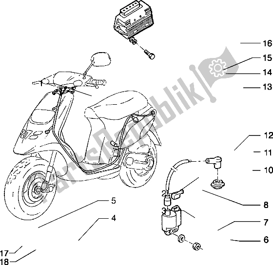 Tutte le parti per il Dispositivi Elettrici del Piaggio Typhoon 125 X 2003