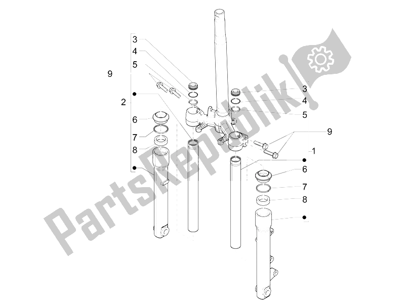 Wszystkie części do Komponenty Widelca (wuxi Top) Piaggio Liberty 125 Iget 4T 3V IE ABS 2015