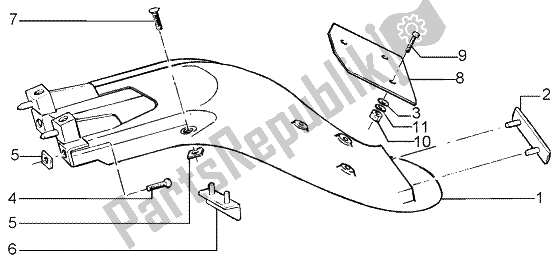 All parts for the Rear Mudguard of the Piaggio Liberty 50 2T RST 2004