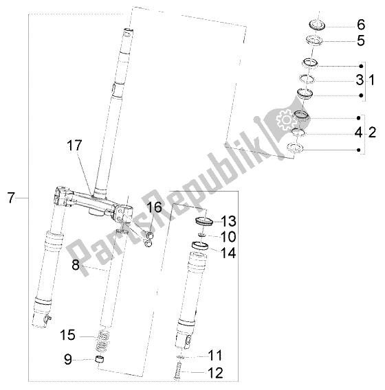 Todas as partes de Suspensão Da Roda Dianteira do Piaggio FLY 150 4T 2009