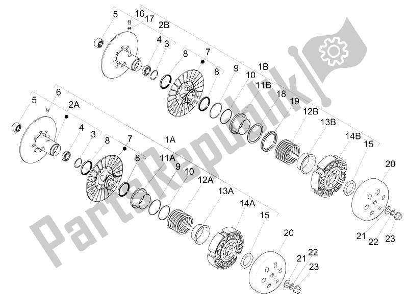 Todas las partes para Polea Conducida de Piaggio MP3 500 Sport Business ABS USA 2015