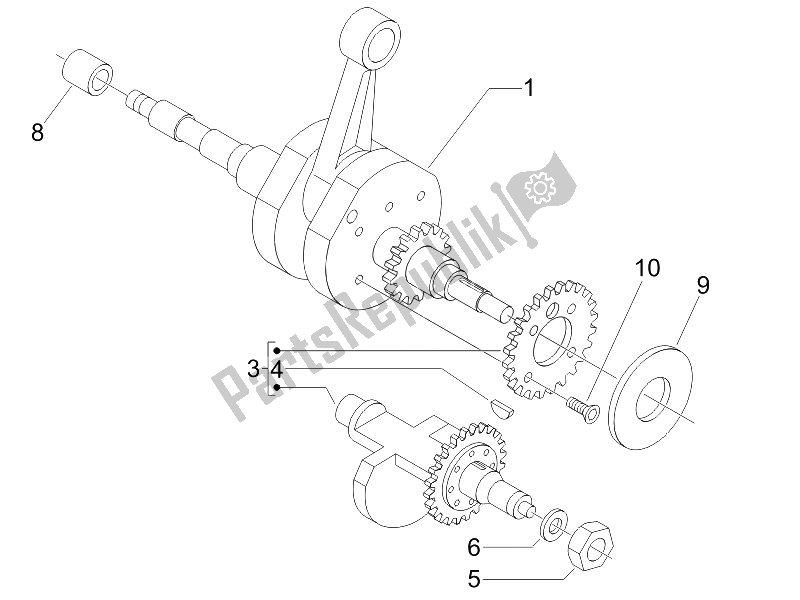 All parts for the Crankshaft of the Piaggio BV 500 2005