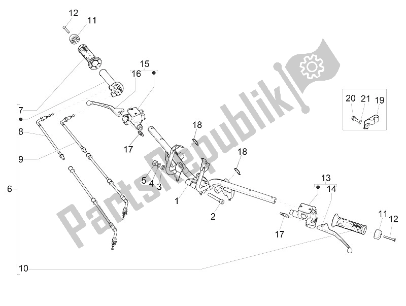 Tutte le parti per il Manubrio - Master Cil. Del Piaggio Medley 125 4T IE ABS Vietnam 2016