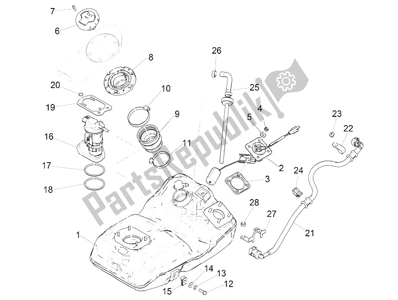 Toutes les pièces pour le Réservoir D'essence du Piaggio Medley 150 4T IE ABS EU 2016