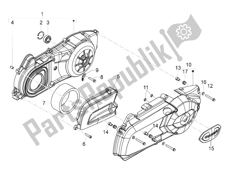 Tutte le parti per il Coperchio Del Carter - Raffreddamento Del Carter del Piaggio MP3 300 IE LT Sport 2011
