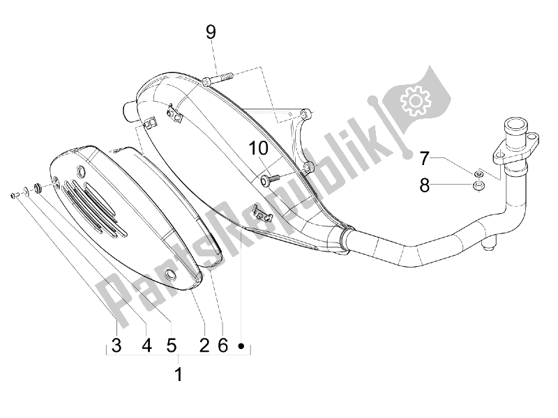 All parts for the Silencer of the Piaggio Liberty 50 2T 2008