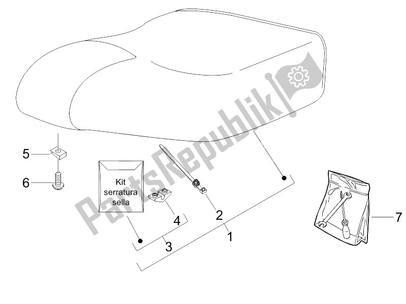 All parts for the Saddle/seats of the Piaggio Liberty 150 4T Sport E3 2008