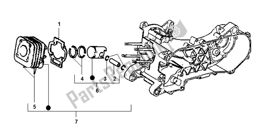 All parts for the Cylinder of the Piaggio AC Typhoon 50 2000 - 2010