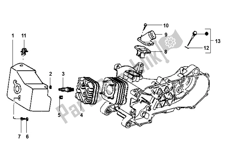 All parts for the Koelkap/inlaat of the Piaggio AC Typhoon 50 2000 - 2010