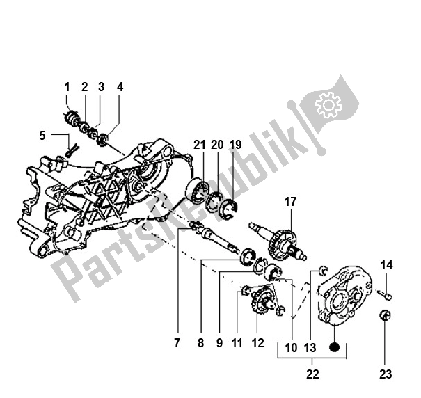 All parts for the Eindoverbrenging of the Piaggio AC Typhoon 50 2000 - 2010