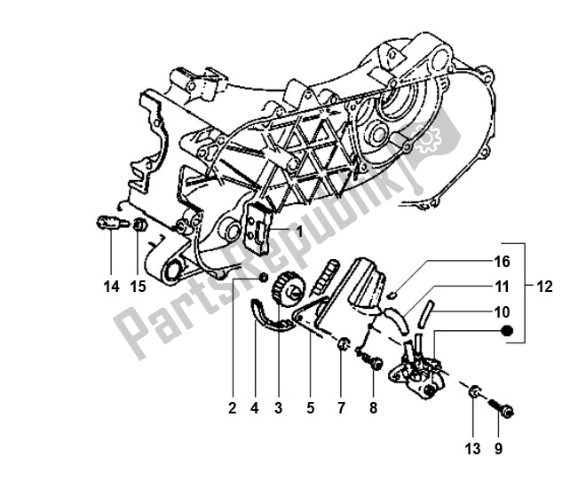 All parts for the Oil Pump of the Piaggio AC Typhoon 50 2000 - 2010