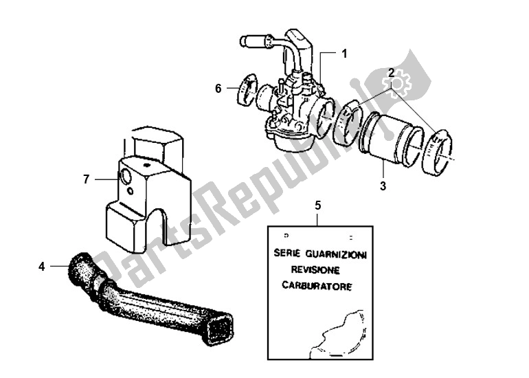 All parts for the Carburateur Compleet of the Piaggio AC Typhoon 50 2000 - 2010