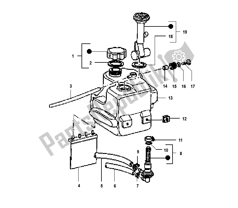 All parts for the Benzinetank - Benzinekraan of the Piaggio AC Typhoon 50 2000 - 2010