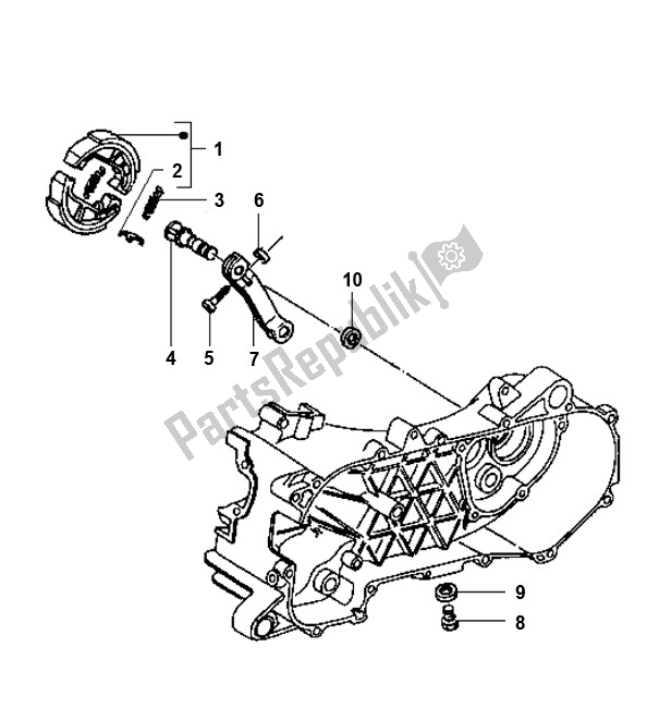 All parts for the Rear Brake of the Piaggio AC Typhoon 50 2000 - 2010