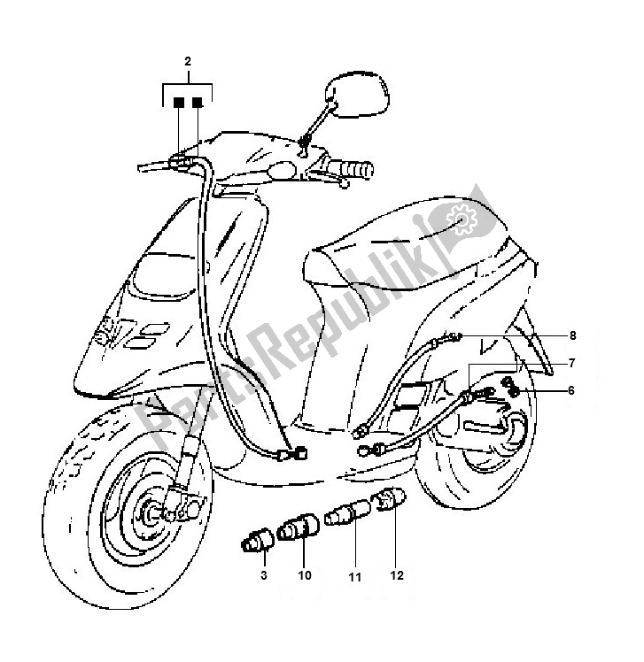 All parts for the Accelerator Cable of the Piaggio AC Typhoon 50 2000 - 2010
