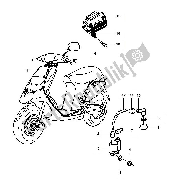 All parts for the Electrische Delen of the Piaggio AC Typhoon 50 2000 - 2010