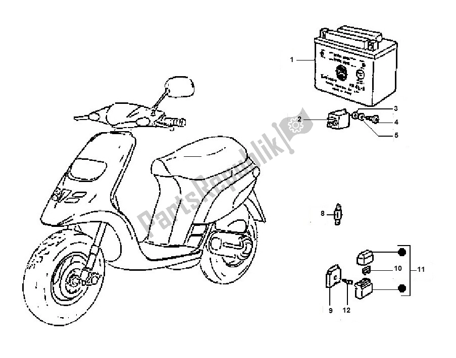 All parts for the Electrische Delen 2 of the Piaggio AC Typhoon 50 2000 - 2010