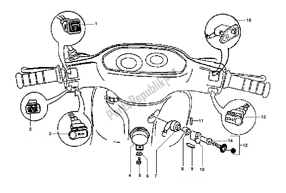 All parts for the Stuurschakelaars of the Piaggio AC Typhoon 50 2000 - 2010