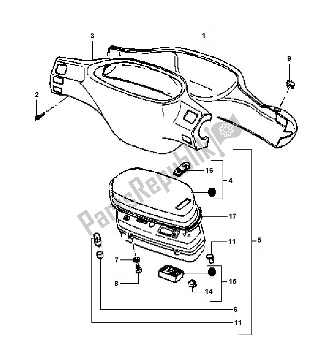 All parts for the Km Teller of the Piaggio AC Typhoon 50 2000 - 2010