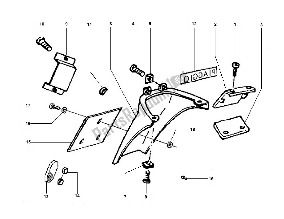 All parts for the Rear Protection of the Piaggio AC Typhoon 50 2000 - 2010