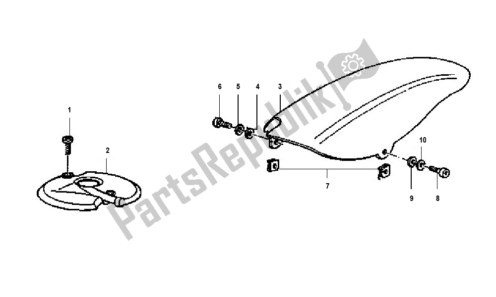 All parts for the Rear Fender of the Piaggio AC Typhoon 50 2000 - 2010