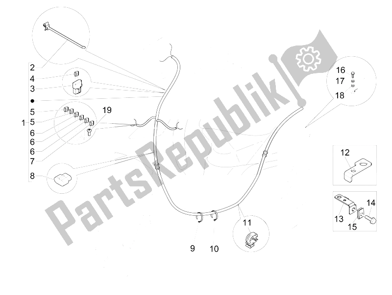 All parts for the Main Cable Harness of the Piaggio FLY 125 4T E3 Vietnam 2012
