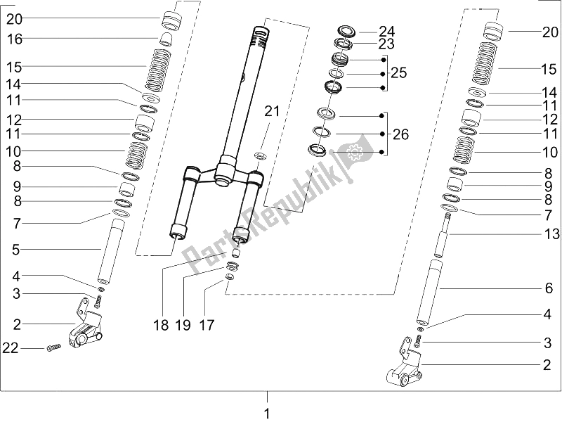 All parts for the Fork/steering Tube - Steering Bearing Unit of the Piaggio NRG Power DT 50 2005