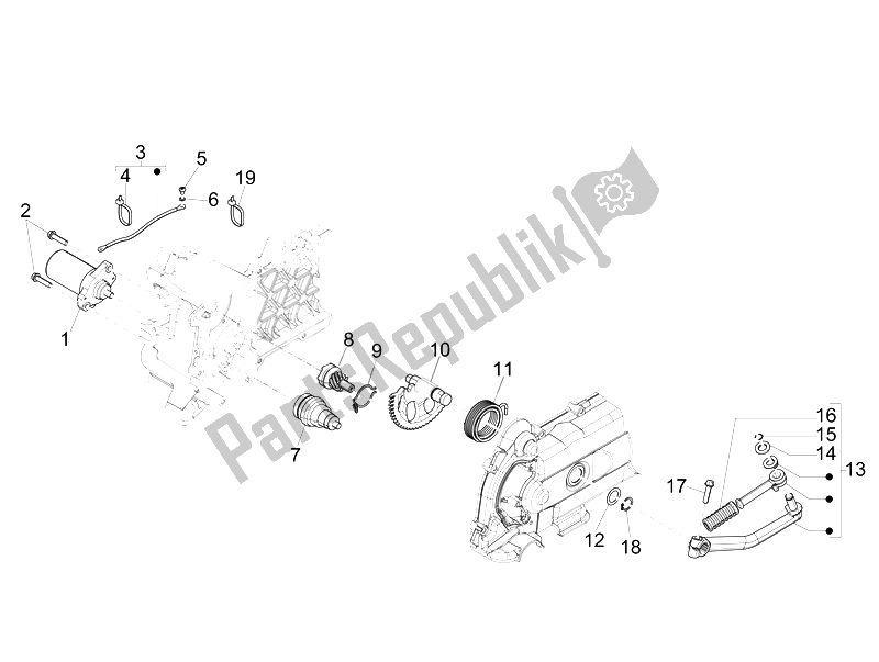 Toutes les pièces pour le Stater - Démarreur électrique du Piaggio FLY 50 4T 4V USA 2 2014