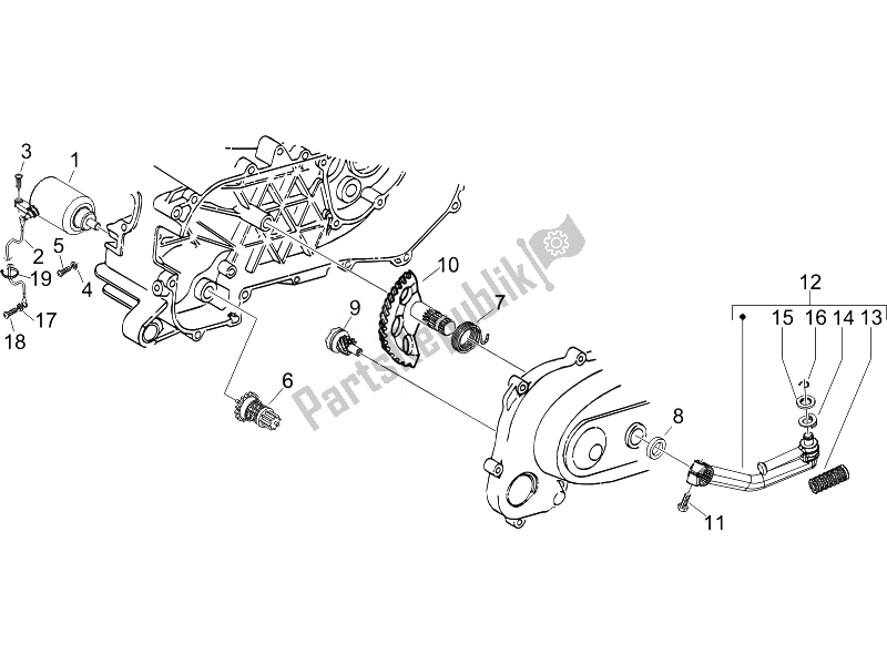 Toutes les pièces pour le Stater - Démarreur électrique du Piaggio Liberty 50 2T UK 2007