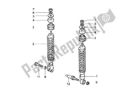Toutes les pièces pour le Amortisseur Arrière du Piaggio Hexagon GT 250 1998
