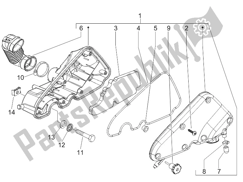 Tutte le parti per il Filtro Dell'aria del Piaggio FLY 50 4T 2V 25 30 KMH 2016