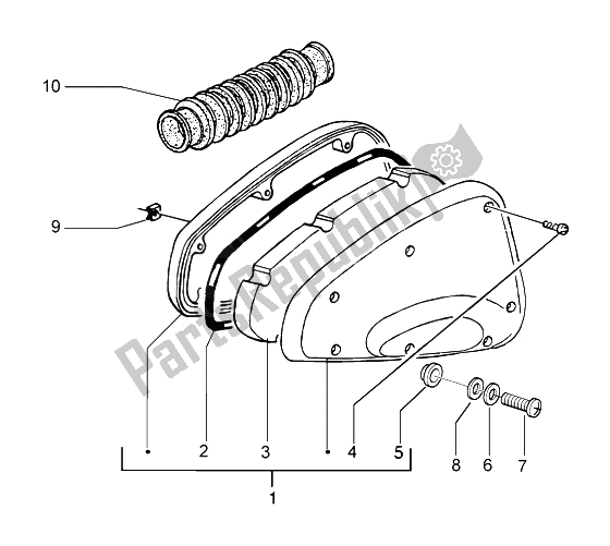 All parts for the Air Cleaner of the Piaggio NRG Purejet 50 2003