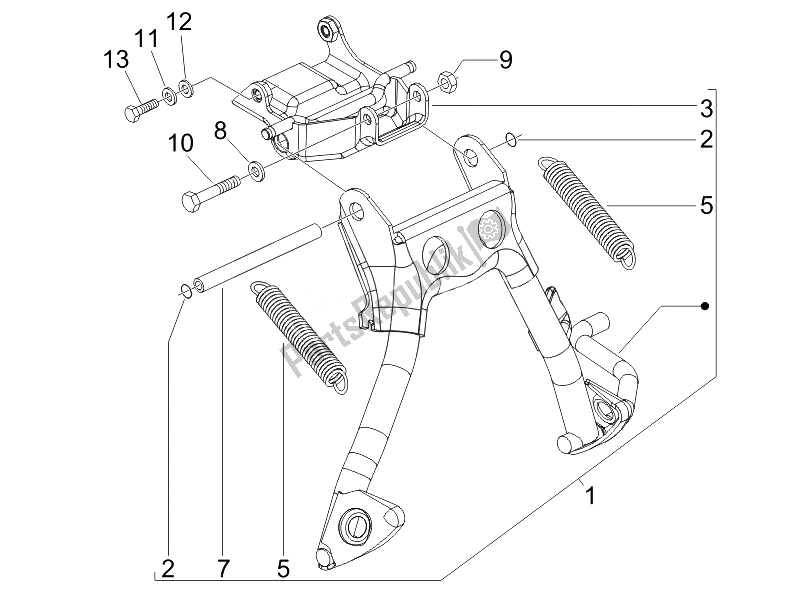 All parts for the Stand/s of the Piaggio NRG Power Pure JET 50 2010