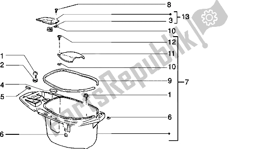 Alle onderdelen voor de Case Helm van de Piaggio Typhoon 50 XR 2000