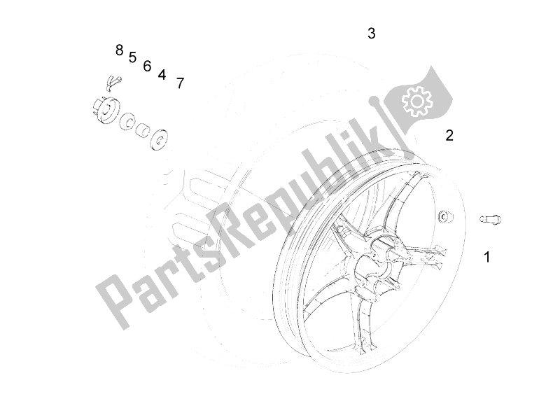 Toutes les pièces pour le Roue Arrière du Piaggio Liberty 150 4T E3 2008