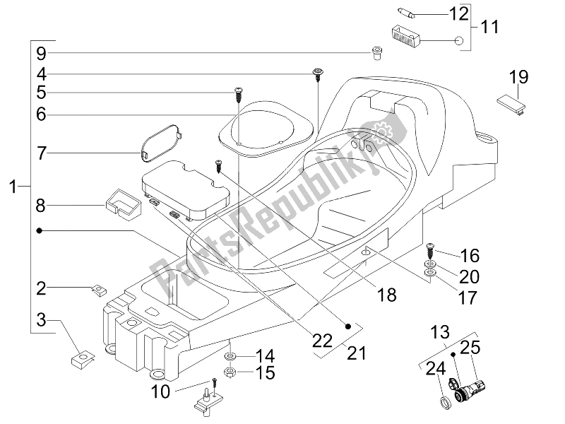 Toutes les pièces pour le Logement De Casque - Sous La Selle du Piaggio X8 125 Premium Euro 2 2006