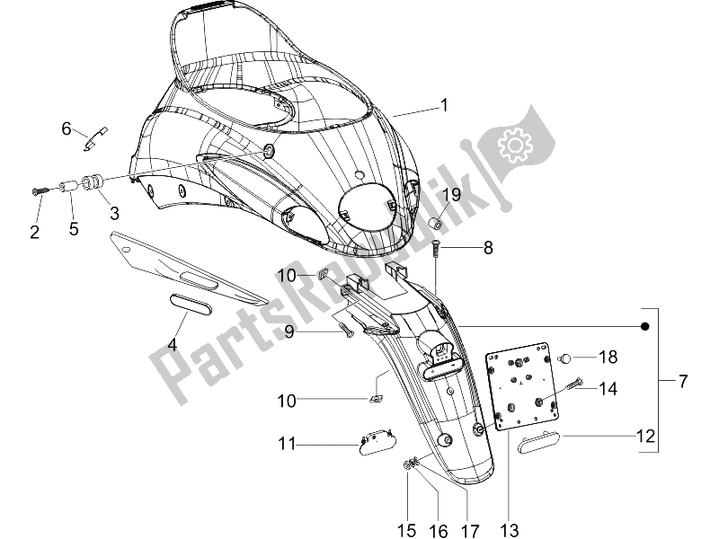 Tutte le parti per il Coperchio Posteriore - Paraspruzzi del Piaggio Liberty 50 4T Delivery 2006