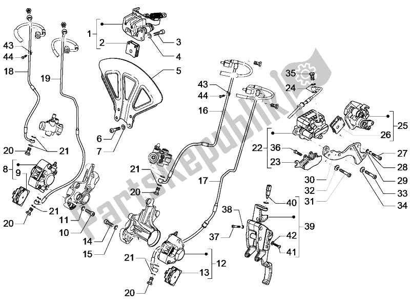 Alle onderdelen voor de Remmen Buizen - Remklauwen (abs) van de Piaggio MP3 500 LT Business Emea 2014