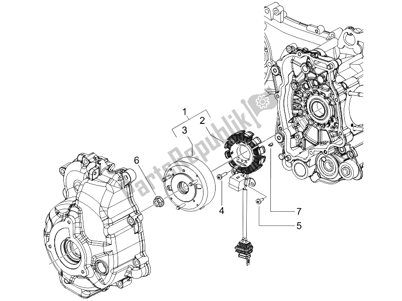 Tutte le parti per il Volano Magneto del Piaggio X9 125 Evolution Euro 3 UK 2007