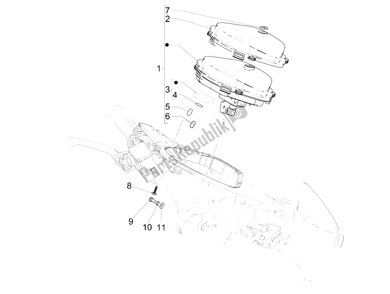 Todas las partes para Tablero Combinado De Medidor de Piaggio Liberty 150 4T 3V IE LEM 2014