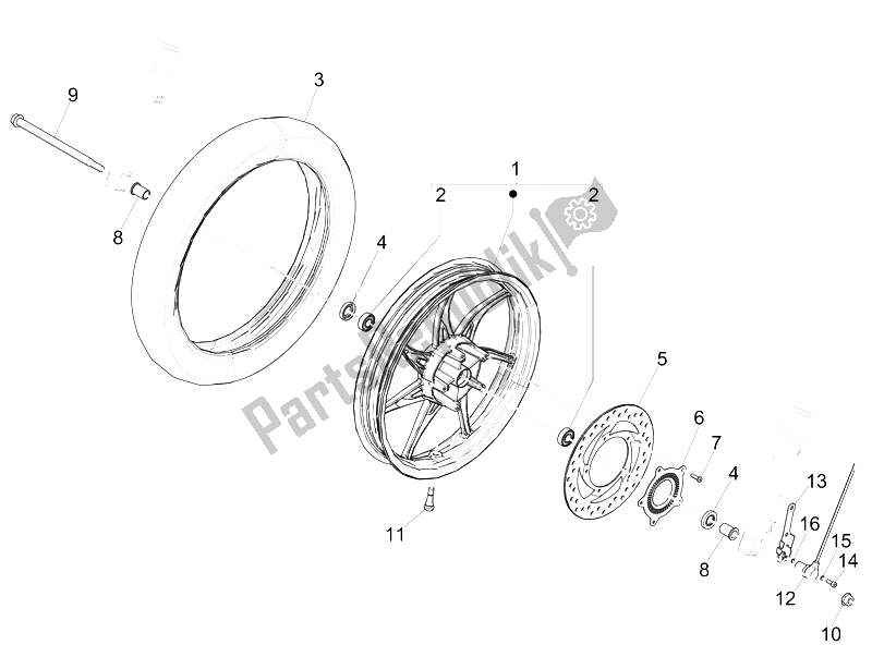 Wszystkie części do Przednie Ko? O Piaggio Liberty 125 Iget 4T 3V IE ABS 2015