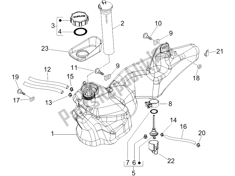 Tutte le parti per il Serbatoio Di Carburante del Piaggio Liberty 50 2T Sport UK 2006