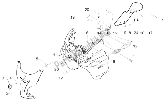 All parts for the Shield-driving Mirror of the Piaggio X9 500 Evolution ABS 2004