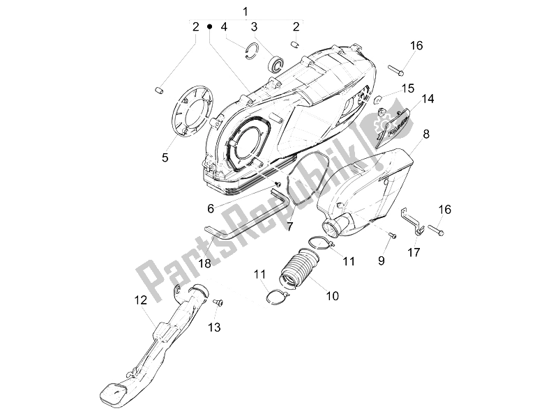 Alle onderdelen voor de Carterafdekking - Carter Koeling van de Piaggio Liberty 125 Iget 4T 3V IE ABS 2015