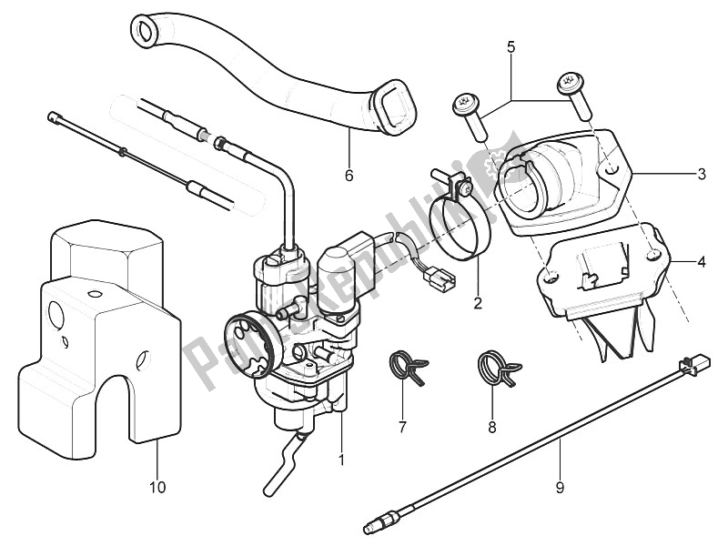 Toutes les pièces pour le Carburateur, Montage - Tuyau Union du Piaggio Typhoon 50 2T E3 CH 2011