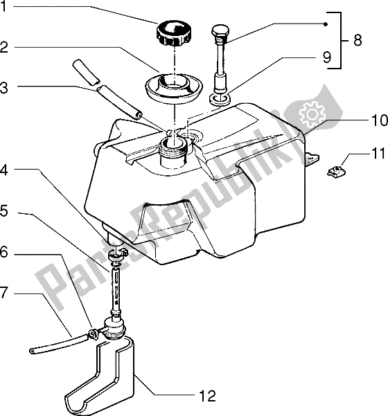 All parts for the Fuel Tank of the Piaggio Free FL 50 1995