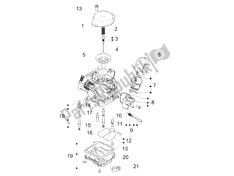 Tutte le parti per il Componenti Del Carburatore del Piaggio Typhoon 50 4T 4V E2 USA 2012