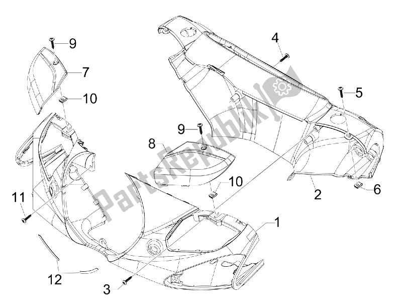 All parts for the Handlebars Coverages of the Piaggio BV 250 Tourer USA 2008